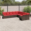 vidaXL 10-teiliges Gartensofa-Set mit Kissen, braun, Polyrattan