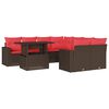 vidaXL 9-teiliges Gartensofa-Set mit Kissen, braun, Polyrattan