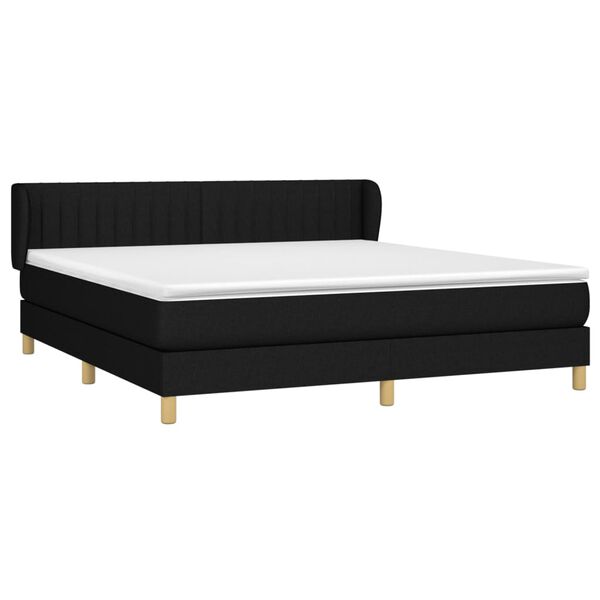 vidaXL Boxspringbett mit Matratze Schwarz 180x200 cm Stoff