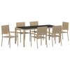 vidaXL Garten Essgruppe 7 stk. Beige Poly-Rattan