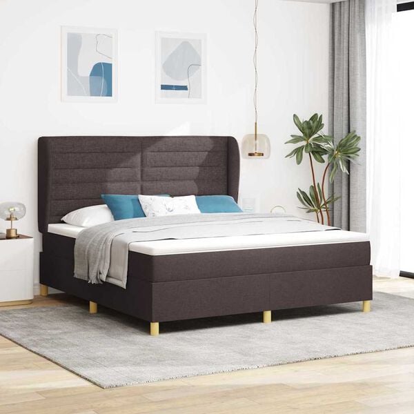 vidaXL Boxspringbett mit Matratze Dunkelgrau 90x190 cm Dunkelbraun
