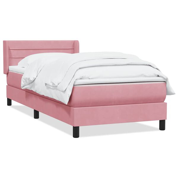 vidaXL Boxspringbett mit Matratze Rosa 80x210 cm Samt