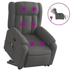 vidaXL Elektrischer Massagesessel mit Aufstehhilfe Dunkelgrau Stoff