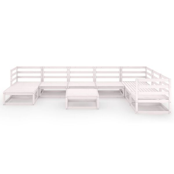vidaXL 9-tlg. Garten-Lounge-Set Wei&szlig; Kiefer Massivholz