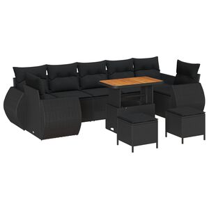 vidaXL Gartensofa-set 10 stk. 7-Sitzanzahl Schwarz Poly-Rattan