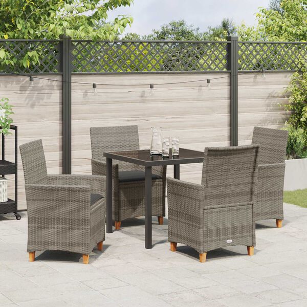 vidaXL Garten Essgruppe 5 pcs Grau Poly-Rattan