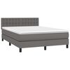 vidaXL Boxspringbett mit Matratze Grau 140x200 cm Kunstleder