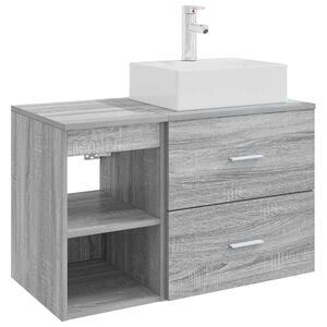vidaXL Badezimmerm&ouml;bel-Set 2 pcs Grau Sonoma Holzwerkstoff