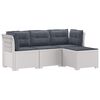 vidaXL 4-Sitzer Garten Sofa mit Kissen Rattan Look PP Wei&szlig;