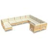 vidaXL 10-tlg. Garten-Lounge-Set mit Creme Kissen Kiefernholz