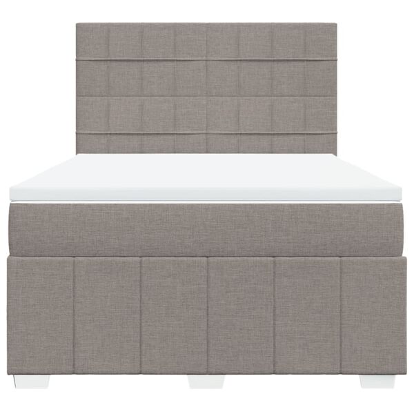 vidaXL Boxspringbett mit Matratze Taupe 160x200 cm Stoff