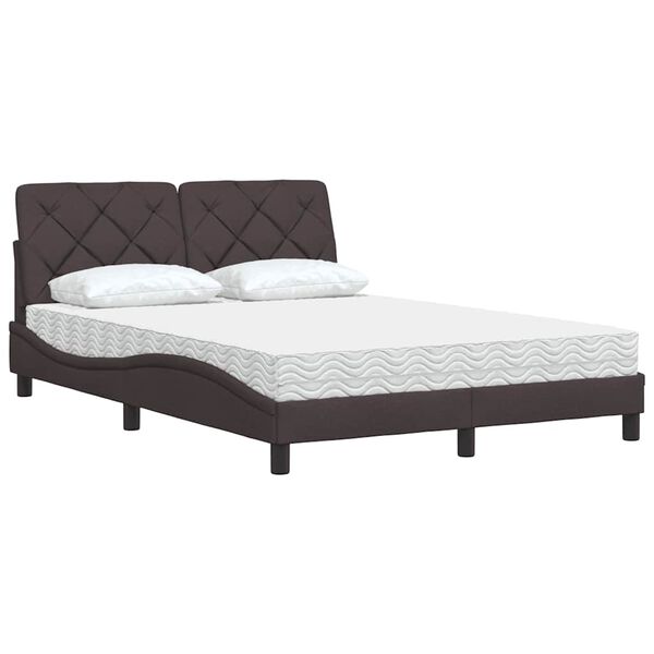 vidaXL Bett mit Matratze Dunkelbraun 140x200 cm Stoff