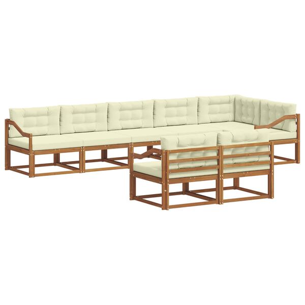 vidaXL Outdoor-Sofagarnitur mit Kissen 8 pcs Natur und Creme