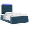 vidaXL Ottoman-Bett mit Matratzen & LEDs Dunkelblau 120x190 cm Samt