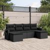 vidaXL 6-tlg. Garten-Sofagarnitur mit Kissen Schwarz Poly Rattan