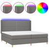 vidaXL Boxspringbett mit Matratze & LED Dunkelgrau 200x200 cm Stoff