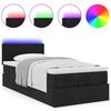 vidaXL Ottoman-Bett mit Matratze & LEDs Schwarz 90x190 cm Stoff
