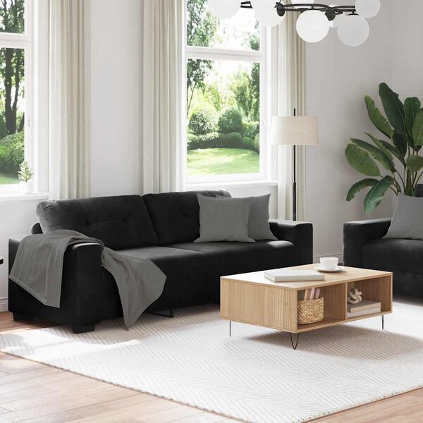 vidaXL 2-teiliges Sofa-Set mit Kissen, schwarzer Samt
