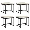 vidaXL Gartenhocker mit Kissen 4 Stk. Schwarz Poly Rattan
