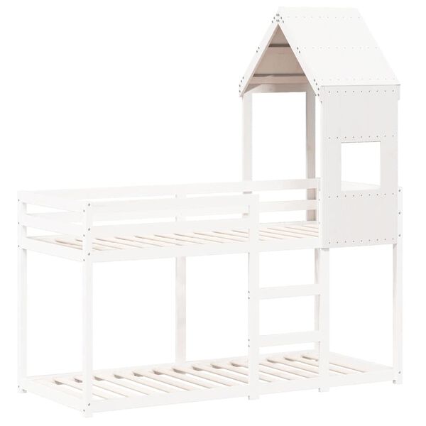 vidaXL Dach f&uuml;r Kinderbett Wei&szlig; 55x99x139,5 cm Massivholz Kiefer