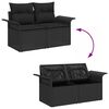 vidaXL Garten-Sofa-Set mit Kissen 6 pcs Schwarz Poly Rattan