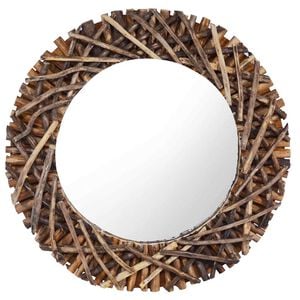 vidaXL Wandspiegel 60 cm Teak Rund