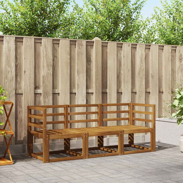 vidaXL Outdoor-Sofagarnitur mit Kissen 3 pcs Nat&uuml;rlich und Hellgrau