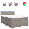 vidaXL Boxspringbett mit Matratze Taupe 140x200 cm Stoff