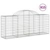 vidaXL Gabionen mit Hochbogen 15 Stk. 200x50x80/100cm Verzinktes Eisen