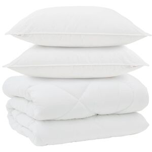 vidaXL Winterbettdecke mit Kissen 3 pcs Wei&szlig; Mikrofaser