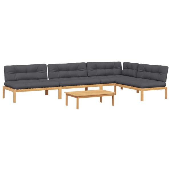 vidaXL 5-tlg. Garten-Sofagarnitur aus Paletten mit Kissen Akazienholz