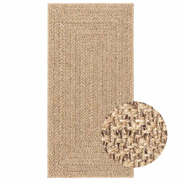 vidaXL Teppich ZIZUR Beige 60x110 cm Jute-Optik Indoor und Outdoor