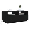 vidaXL Couchtisch mit LED-Leuchten Schwarz Eichen-Optik 90x49x40 cm
