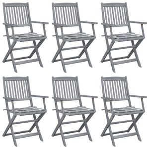 vidaXL Klappbare Gartenst&uuml;hle 6 Stk. mit Kissen Massivholz Akazie