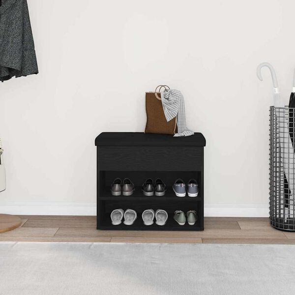 vidaXL Sitzbank mit Stauraum Schwarz Eichen-Optik 62 x 32 x 50 cm