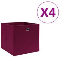 vidaXL Aufbewahrungsboxen 4 Stk. Vliesstoff 28x28x28 cm Dunkelrot