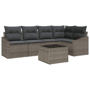 vidaXL Sofa Set mit Kissen 6 pcs Grau Poly Rattan