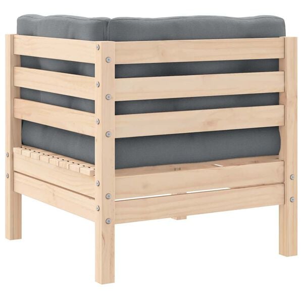 vidaXL 3-tlg. Garten-Lounge-Set mit Grauen Kissen Kiefer Massivholz