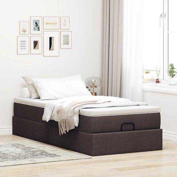 vidaXL Ottoman-Bett mit Matratze Dunkelbraun 90x190 cm Stoff