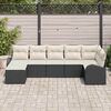 vidaXL Garten-Sofa-Set mit Kissen 7 pcs Schwarz Poly Rattan
