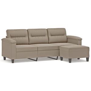 vidaXL 3-Sitzer-Sofa mit Hocker Taupe 180 cm Mikrofasergewebe