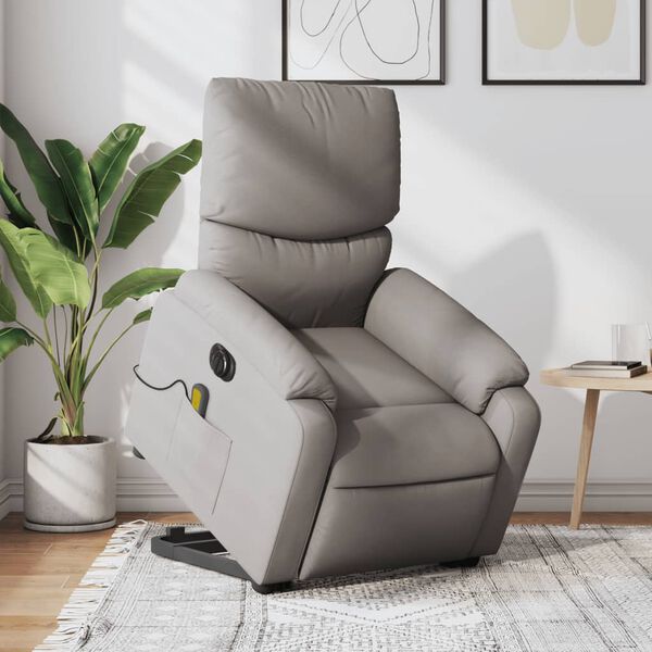 vidaXL Elektrischer Massagesessel mit Aufstehhilfe Taupe Stoff