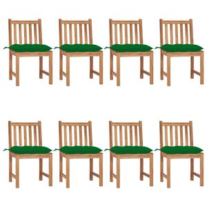 vidaXL Gartenst&uuml;hle 8 Stk. mit Kissen Massivholz Teak
