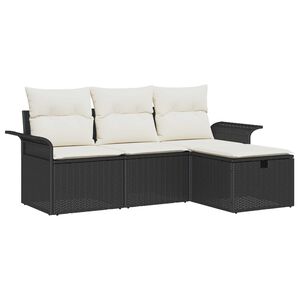 vidaXL Gartensofa-set mit Kissen mit Speicher 4 pcs Poly Rattan