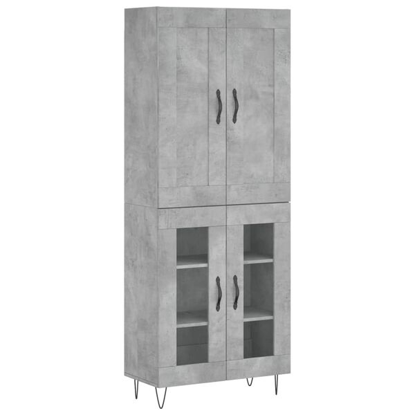 vidaXL Highboard Betongrau 69,5x34x180 cm Holzwerkstoff