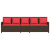 vidaXL Gartensofa 5-Sitzer mit Kissen Braun Poly Rattan