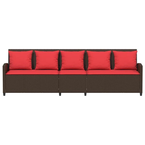vidaXL Gartensofa 5-Sitzer mit Kissen Braun Poly Rattan
