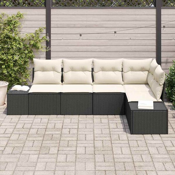 vidaXL Gartensofa-set 5 pcs Schwarz Poly-Rattan