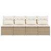 vidaXL Gartensofa mit Kissen 4-Sitzer Beige Poly Rattan