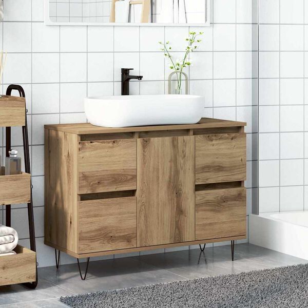 vidaXL Badschrank Artisan-Eiche 80x33x60 cm Holzwerkstoff